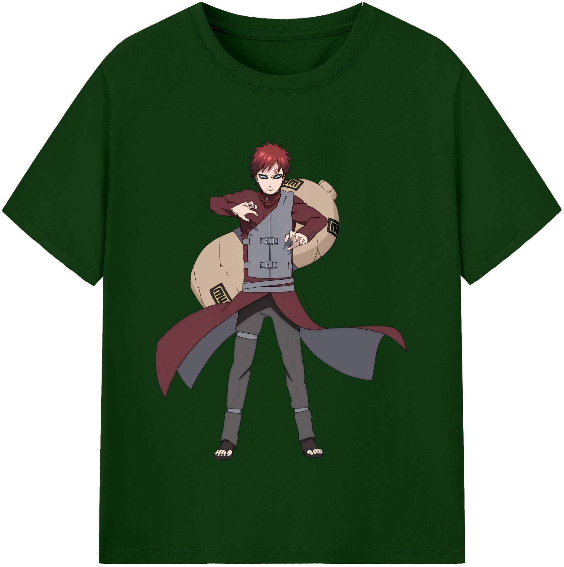 （画像用） NARUTO -ナルト- ガアラ Gaara 綿100％半袖Tシャツ（フロントプリント）